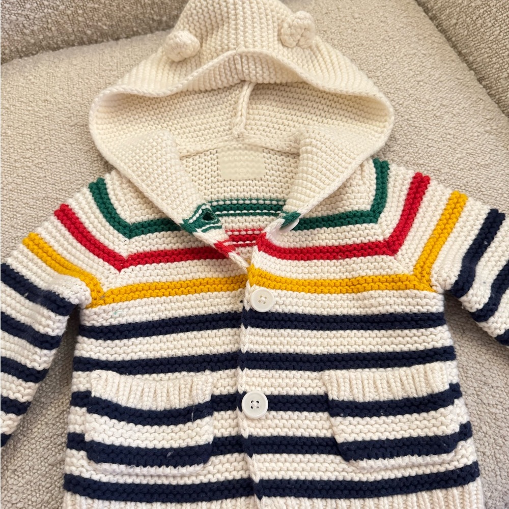 HBC Stripes Baby's Multistripe Hooded Knit Sweater 6-12 Months
